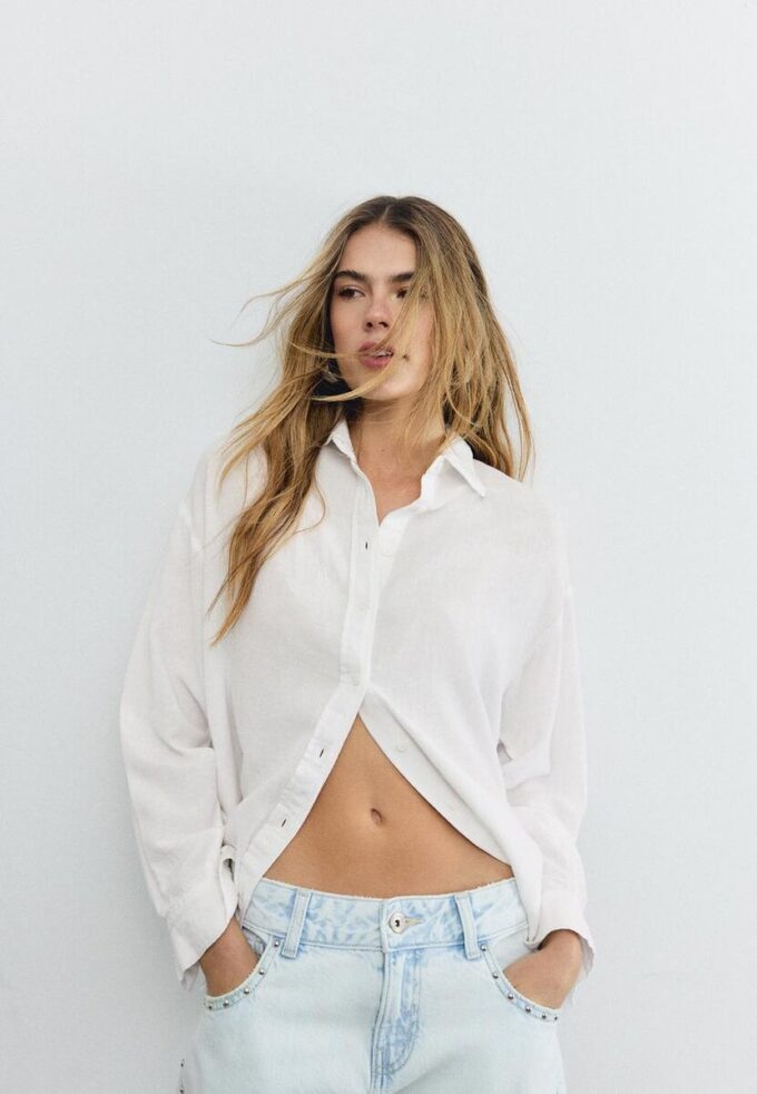 Camisas fluidas con efecto lino Camisas fluidas con efecto lino