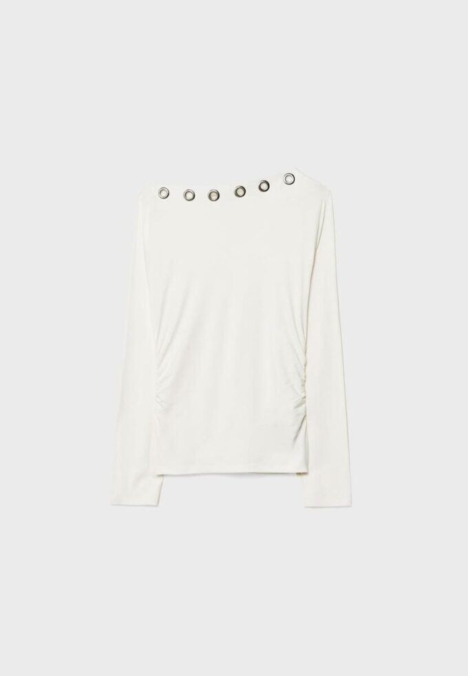 Camiseta asimétrica con ojales Camiseta asimétrica con ojales