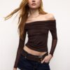 Camiseta asimétrica de tul Camiseta asimétrica de tul