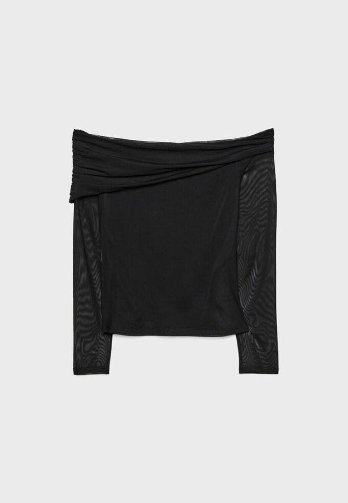 Camiseta asimétrica de tul Camiseta asimétrica de tul
