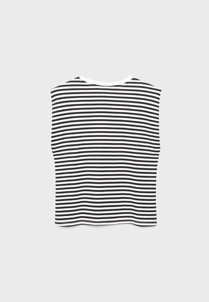Camiseta básica a rayas con hombreras acolchadas Camiseta básica a rayas con hombreras acolchadas