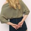 Camiseta básica con mangas de murciélago Camiseta básica con mangas de murciélago
