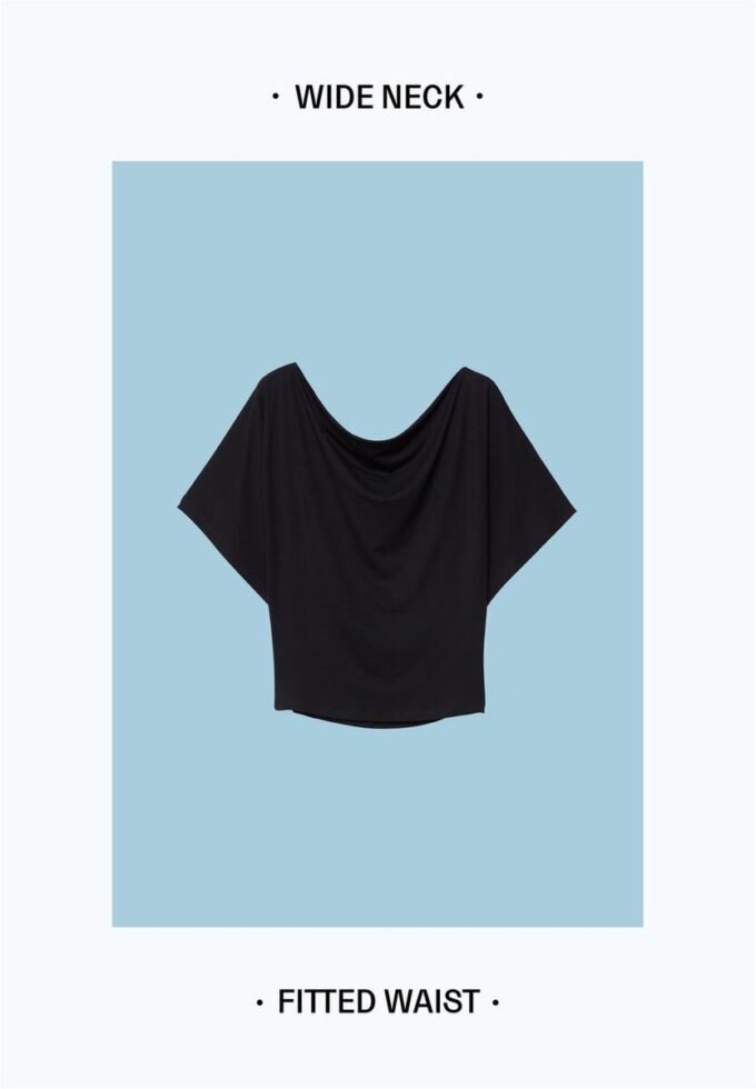 Camiseta básica con mangas de murciélago Camiseta básica con mangas de murciélago