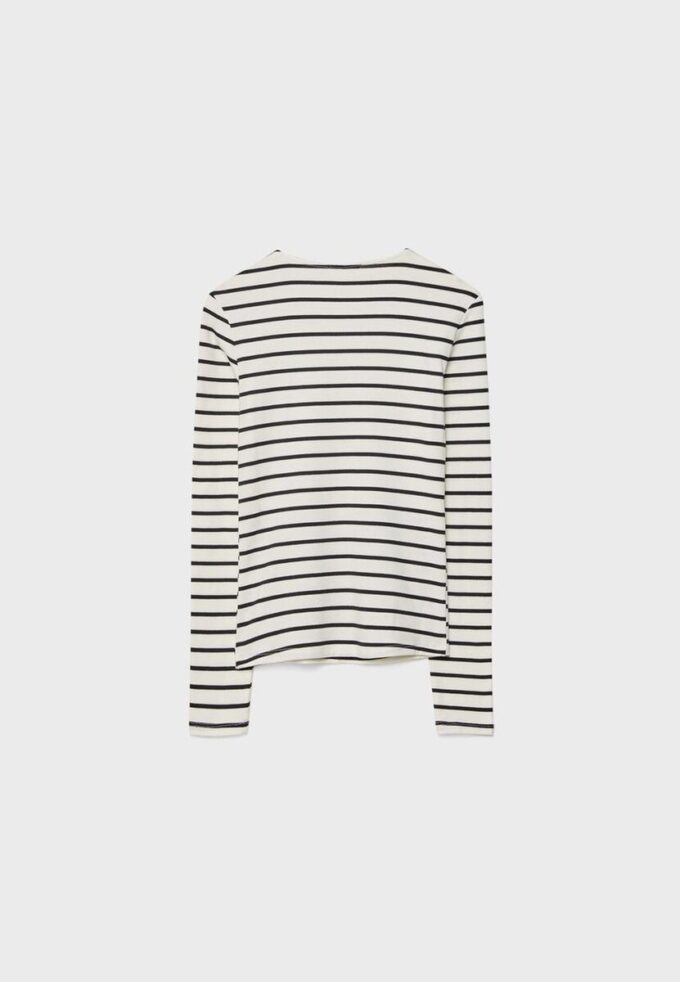 Camiseta básica de manga larga a rayas Camiseta básica de manga larga a rayas