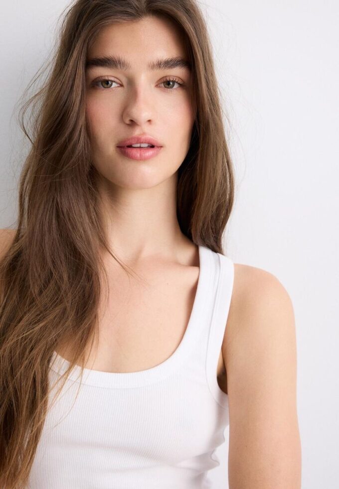 Camiseta de canalé con espalda nadadora Camiseta de canalé con espalda nadadora