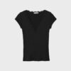 Camiseta de manga corta con cuello en V y encaje Camiseta de manga corta con cuello en V y encaje