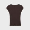 Camiseta de manga corta con cuello en V y encaje Camiseta de manga corta con cuello en V y encaje