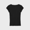Camiseta de manga corta con cuello en V y encaje Camiseta de manga corta con cuello en V y encaje
