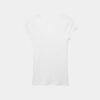 Camiseta de manga corta con cuello en V y encaje Camiseta de manga corta con cuello en V y encaje