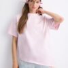 Camiseta de manga corta con dobladillo de encaje Camiseta de manga corta con dobladillo de encaje