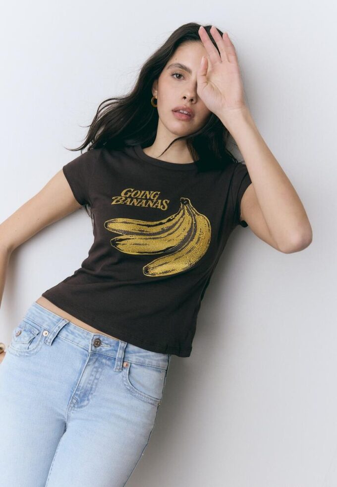 Camiseta de manga corta con estampado de plátanos