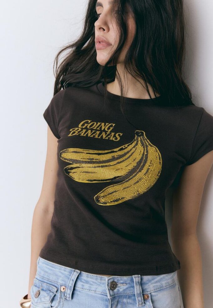 Camiseta de manga corta con estampado de plátanos