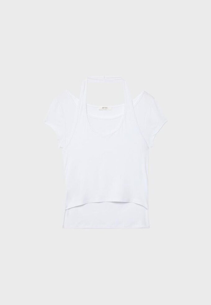 Camiseta de manga corta de doble capa Camiseta de manga corta de doble capa