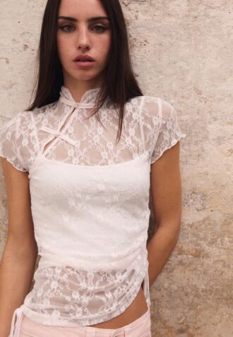 Camiseta de manga corta estilo qipao