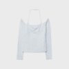 Camiseta de manga larga con cuello halter Camiseta de manga larga con cuello halter