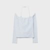 Camiseta de manga larga con cuello halter Camiseta de manga larga con cuello halter