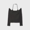 Camiseta de manga larga con cuello halter Camiseta de manga larga con cuello halter