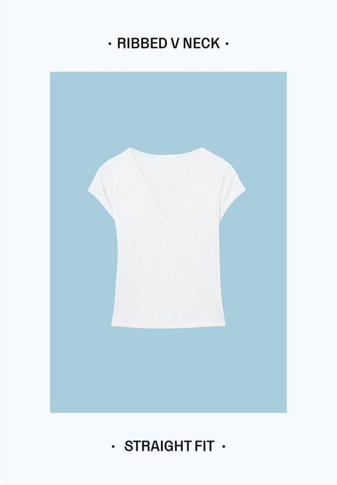 Camiseta de pantalón corto con cuello en V Camiseta de pantalón corto con cuello en V