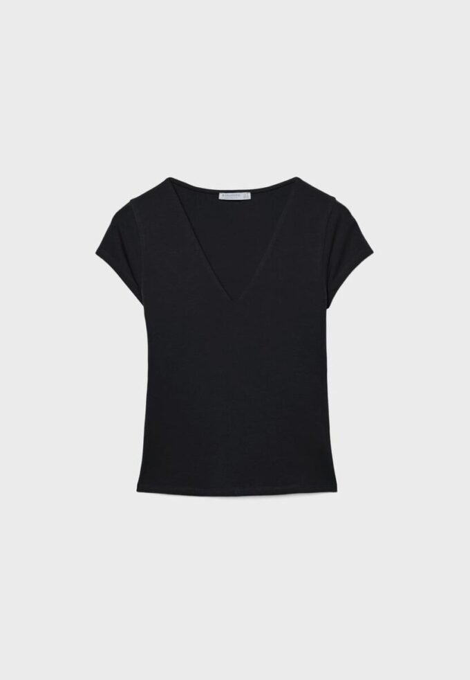 Camiseta de pantalón corto con cuello en V Camiseta de pantalón corto con cuello en V