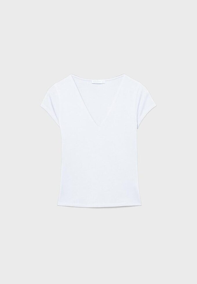 Camiseta de pantalón corto con cuello en V Camiseta de pantalón corto con cuello en V