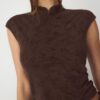 Camiseta estilo qipao con estampado flocado Camiseta estilo qipao con estampado flocado