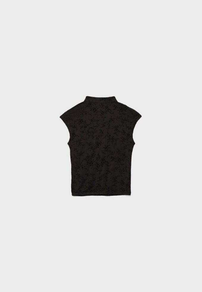 Camiseta estilo qipao con estampado flocado Camiseta estilo qipao con estampado flocado