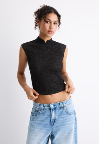 Camiseta estilo qipao de encaje