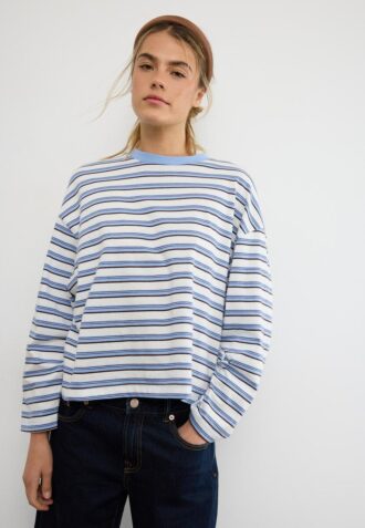 Camiseta oversize de manga larga a rayas