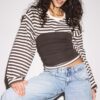 Camiseta oversize de manga larga a rayas Camiseta oversize de manga larga a rayas