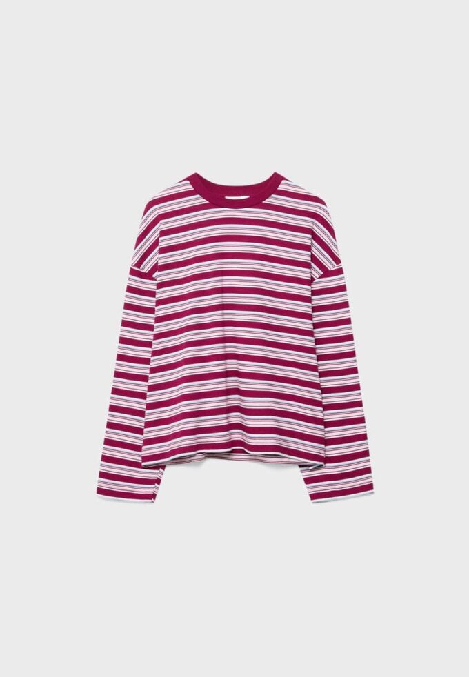 Camiseta oversize de manga larga a rayas Camiseta oversize de manga larga a rayas