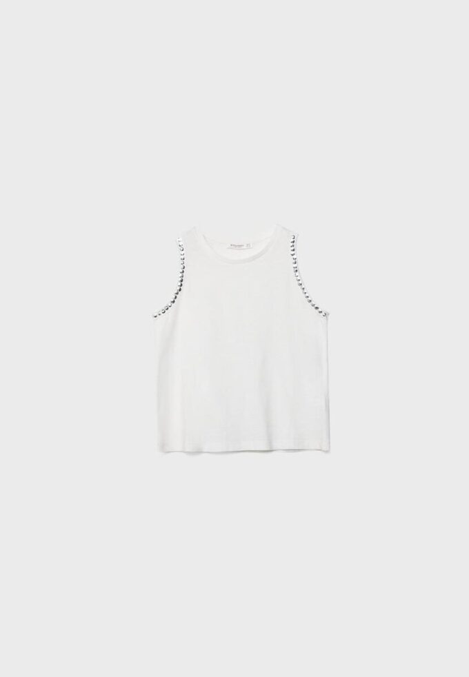 Camiseta sin mangas con bordado de tachuelas Camiseta sin mangas con bordado de tachuelas