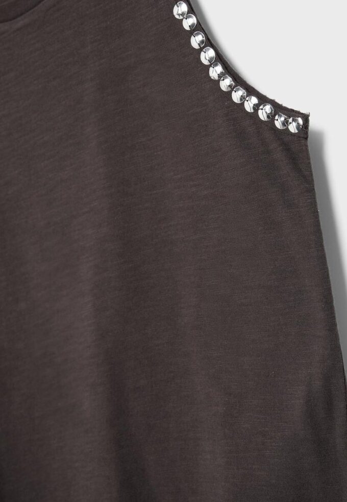 Camiseta sin mangas con bordado de tachuelas Camiseta sin mangas con bordado de tachuelas