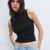 Camiseta sin mangas con cuello de embudo Camiseta sin mangas con cuello de embudo