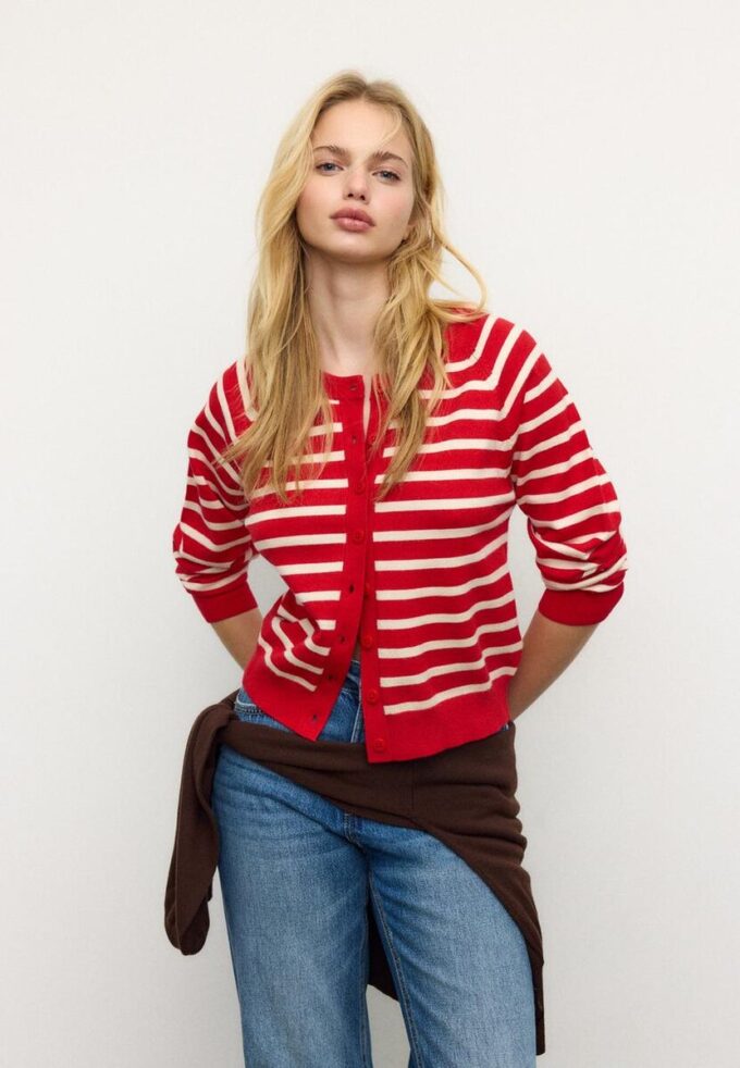 Cardigan de punto con botones y mangas raglán Cardigan de punto con botones y mangas raglán
