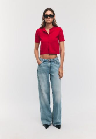 Cardigan de punto con cuello alto y botones