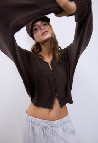 Cardigan de punto con mangas de murciélago