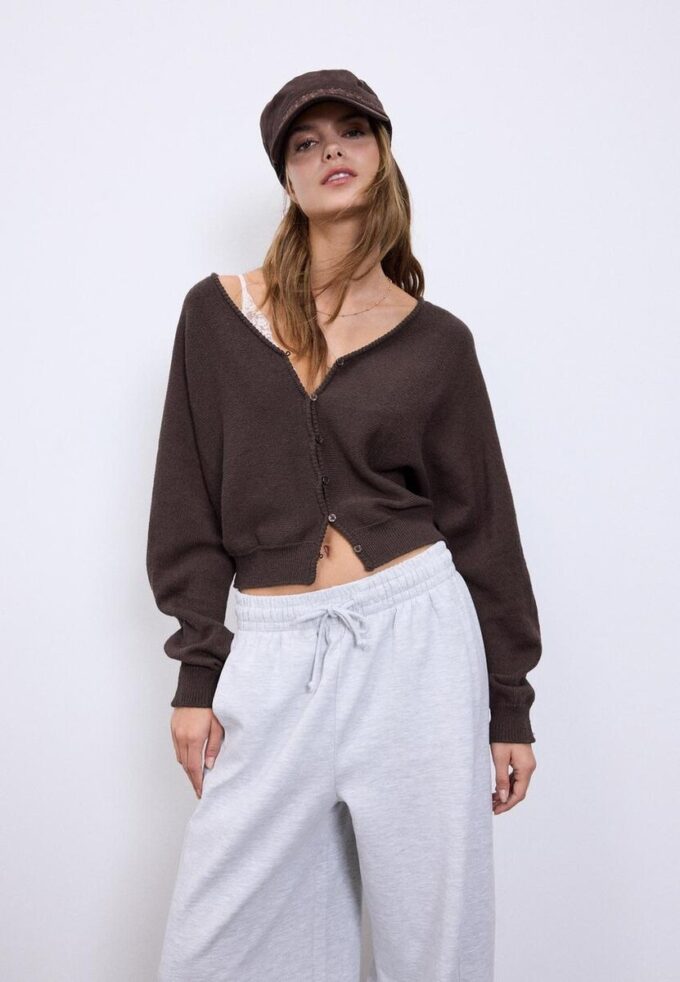 Cardigan de punto con mangas de murciélago Cardigan de punto con mangas de murciélago