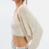 Cardigan de punto con mangas murciélago y lazo