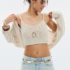 Cardigan de punto con mangas murciélago y lazo