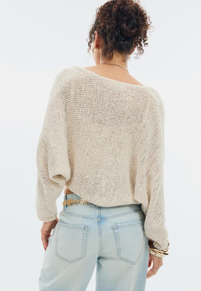Cardigan de punto con mangas murciélago y lazo