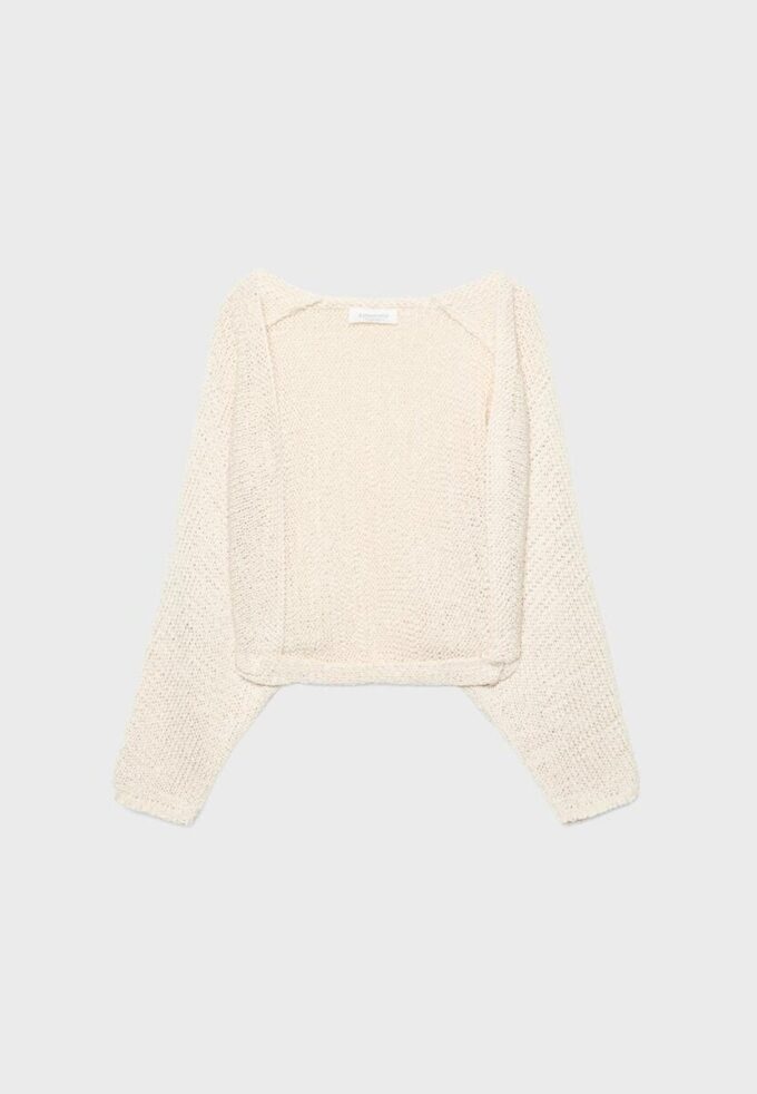 Cardigan de punto con mangas murciélago y lazo