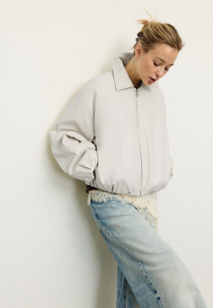 Chaqueta bomber acolchada con efecto piel Chaqueta bomber acolchada con efecto piel