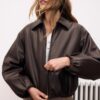Chaqueta bomber acolchada con efecto piel Chaqueta bomber acolchada con efecto piel
