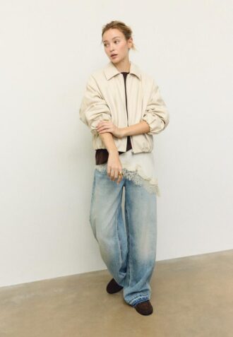 Chaqueta bomber acolchada con efecto piel
