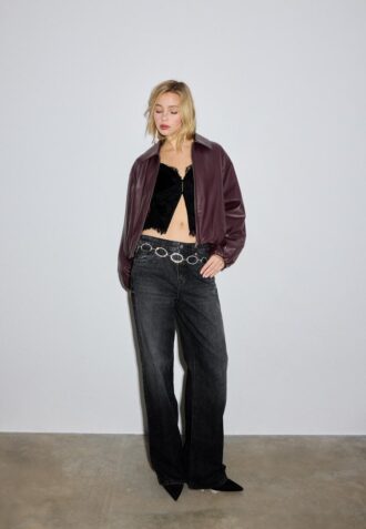 Chaqueta bomber acolchada con efecto piel