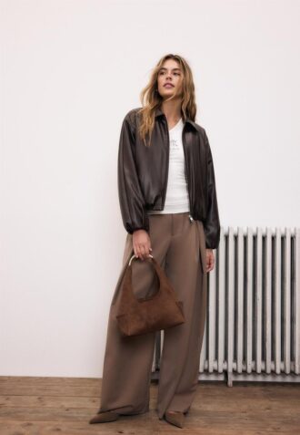 Chaqueta bomber acolchada con efecto piel