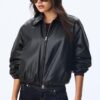 Chaqueta bomber acolchada con efecto piel Chaqueta bomber acolchada con efecto piel