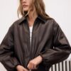 Chaqueta bomber acolchada con efecto piel Chaqueta bomber acolchada con efecto piel