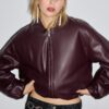 Chaqueta bomber acolchada con efecto piel Chaqueta bomber acolchada con efecto piel