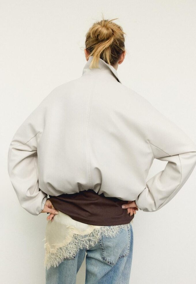 Chaqueta bomber acolchada con efecto piel Chaqueta bomber acolchada con efecto piel